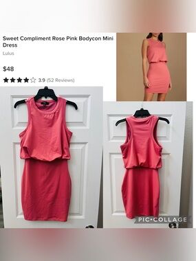 Lulus sweet compliment pink bodycon mini dress